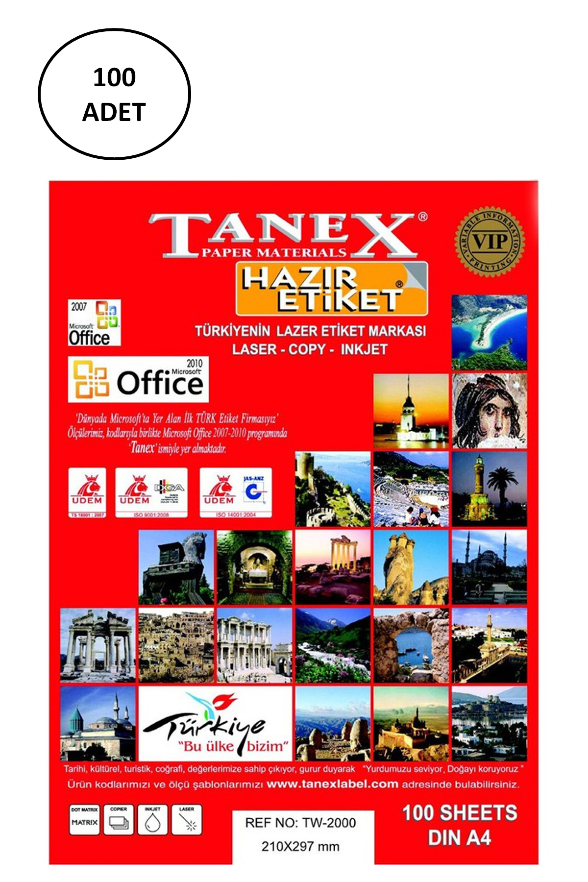 Tanex%20Tw-2000%20210X297%20Mm%20Lazer%20Etiket%20100%20Adet