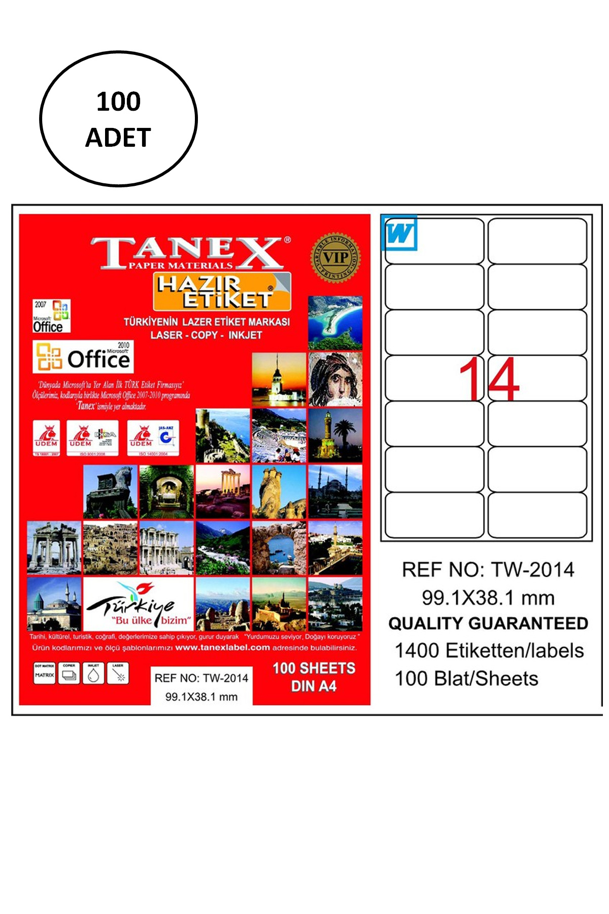 Tanex%20Tw-2014%20Lazer%20Etiket%2099X38%20Mm%20100%20Adet