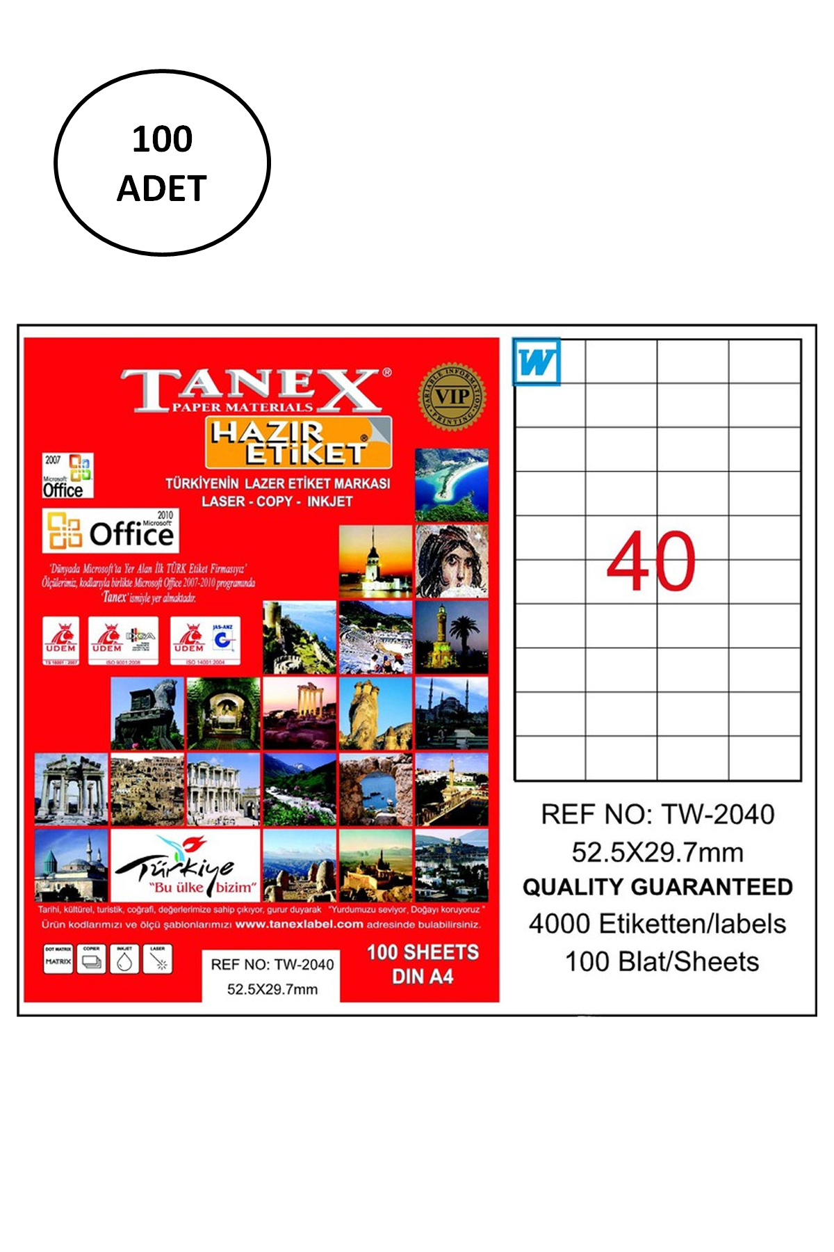 Tanex%20Tw-2040%20Lazer%20Etiket%2052X29%20Mm%20100%20Lü
