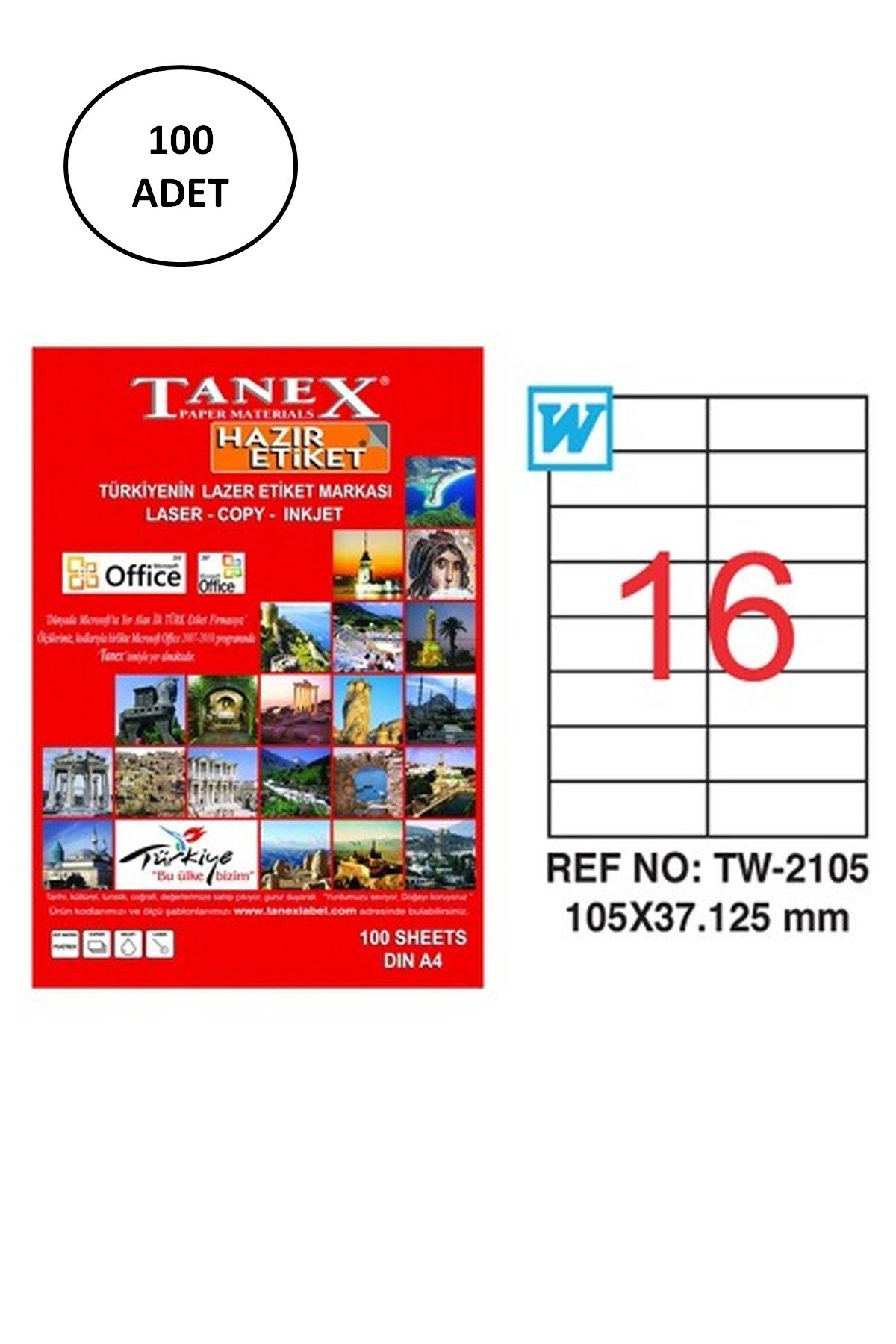 Tanex%20Tw-2105%20Lazer%20Etiket%20105X37%20Mm%20100%20Lü