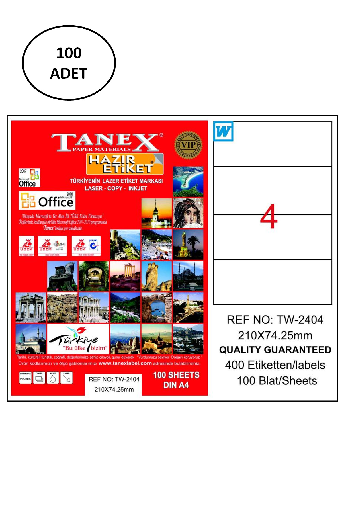 Tanex%20Tw-2404%20210X74,25%20Mm%20Lazer%20Etiket%20100%20Adet