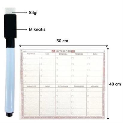 Şeffaf Kendiliğinden Yapışkanlı Kalemli Haftalık Planlayıcı 40cm-50cm
