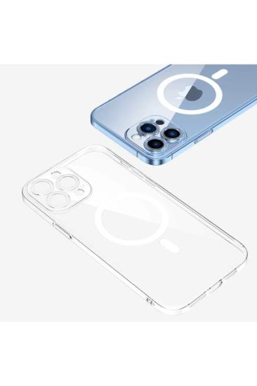Iphone 13 Pro Max Kılıf Kamera Lens Korumalı Magsafe Destekli Şeffaf Darbe Emici Sert Kapak