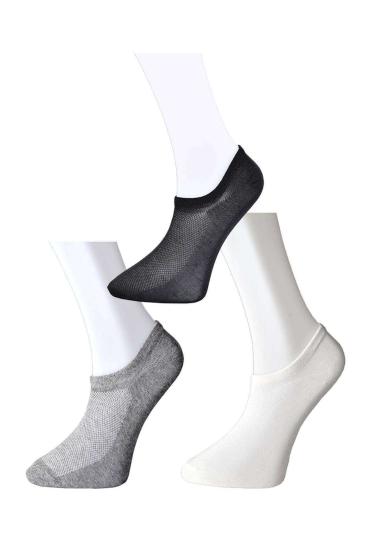 Siyah Gri ve Beyaz Erkek Görünmez Çorap 15 çift
