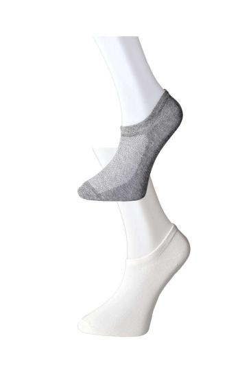 Gri ve Beyaz Erkek Görünmez Çorap 15 çift