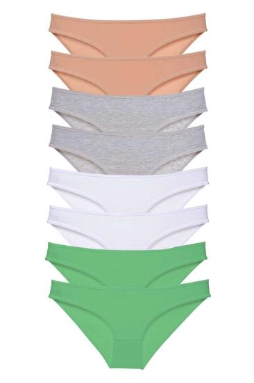 8 adet Süper Eko Set Likralı Kadın Slip Külot Ten Gri Beyaz Yeşil