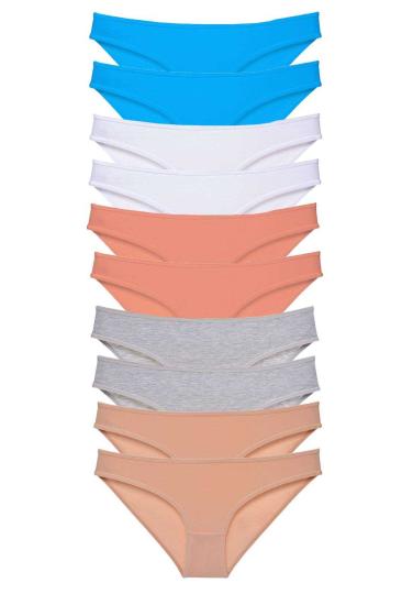 10 adet Süper Eko Set Likralı Kadın Slip Ten Gri Beyaz Pudra Mavi