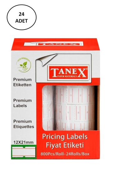 Tanex Fiyat Etiketi Çizgili 12x21 mm Beyaz Motex 24’lü