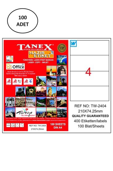 Tanex Tw-2404 210X74,25 Mm Lazer Etiket 100 Adet
