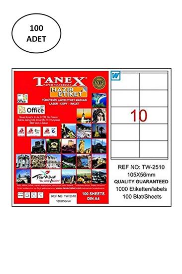 Tanex Tw-2510 Lazer Etiket 105X56 Mm 100 Lü