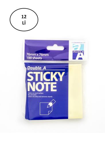 Double A Yapışkanlı Sticky Not Kağıdı Pastel Sarı 76x76