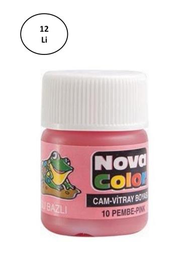 Nova Color Su bazlı Cam Boya Şişe Pembe Renk 12’li