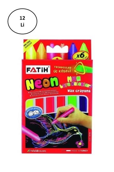 Fatih Mum Pastel Boya Neon Wax Crayon Jumbo 6 Renk 12’li