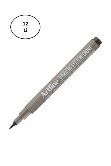 Artline Drawing System Brush Teknik Çizim Kalemi Siyah Fırça Uçlu 12’li