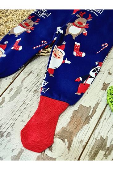 Noel Baba Temalı Kendinden Çoraplı Bebek Pantolon Yılbaşı Çocuk Alt Giyim