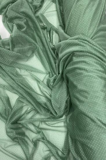 Yağmur Damlası Simli Abiye Elbise Şallık Tül Kumaş Mint Yeşil 75
